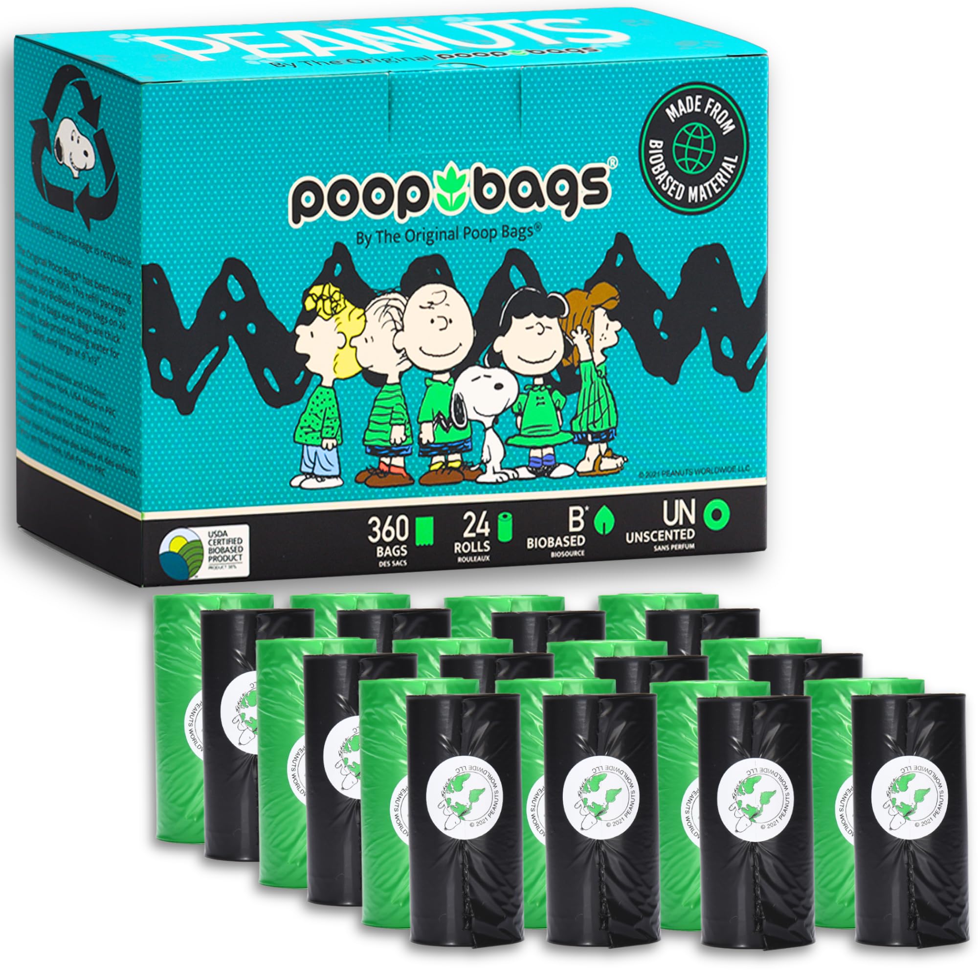 Sacs à Crottes Peanuts – 360 Sacs Biodégradables en Rouleaux | The Original Poop Bags